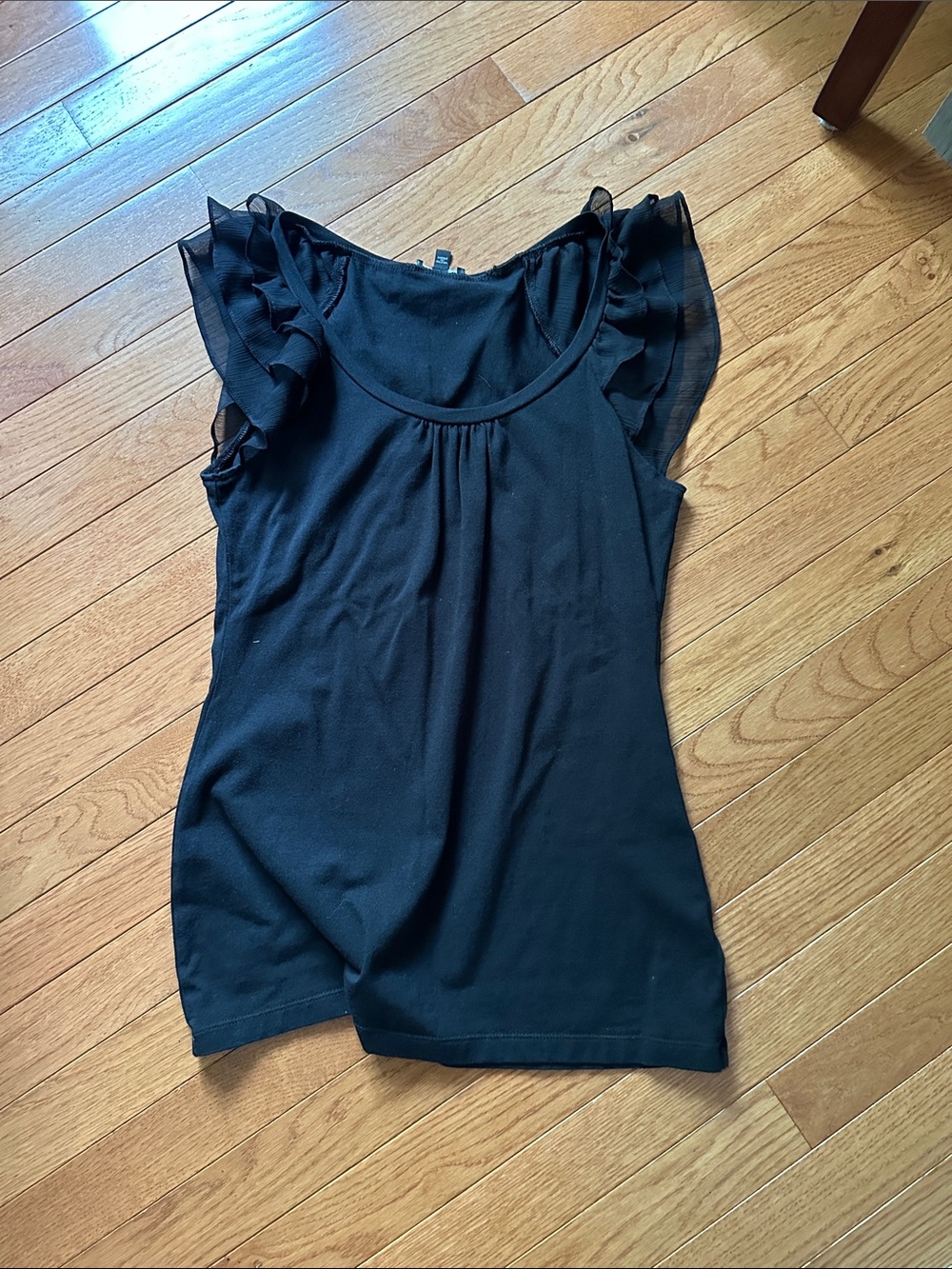 Express Black Ruffle-Sleeve Shirt